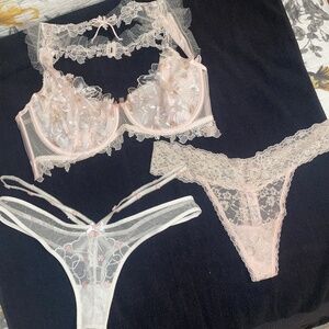 For Love & Lemons  Mae Bra/Love Letters Thong & Bonus VS Thong -NEW 38DD/XL